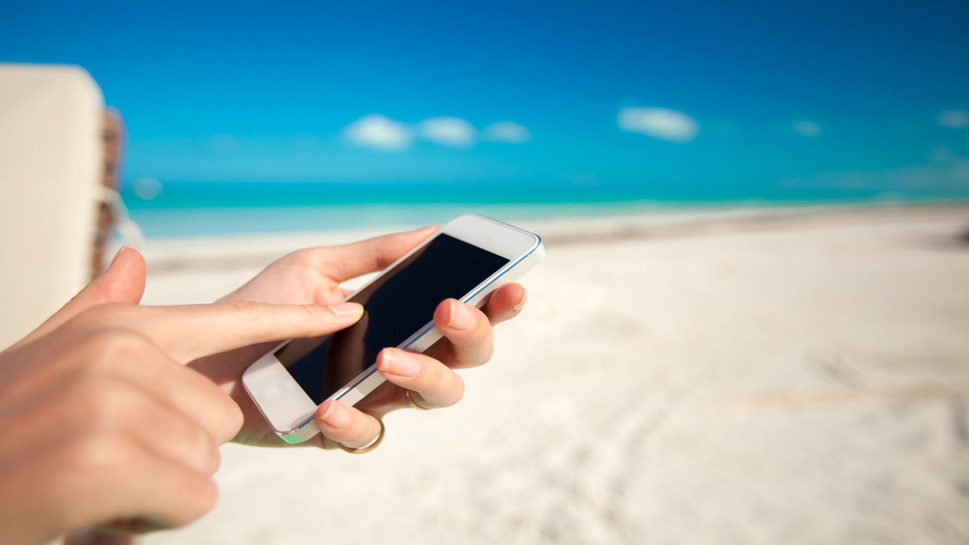 cell phone at beach
